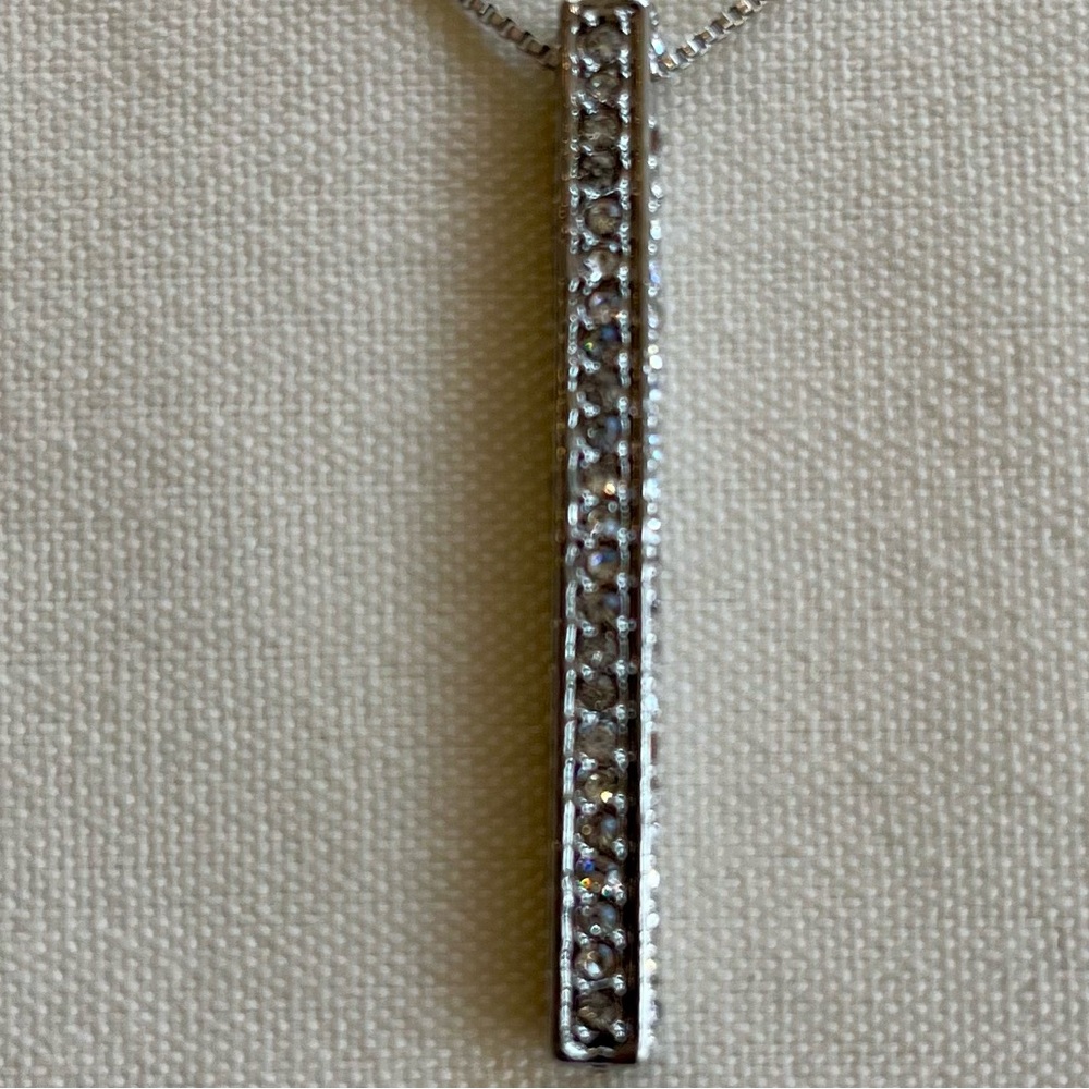 Bar Pendant Necklace - Silver plated chain - Picture 9 of 16